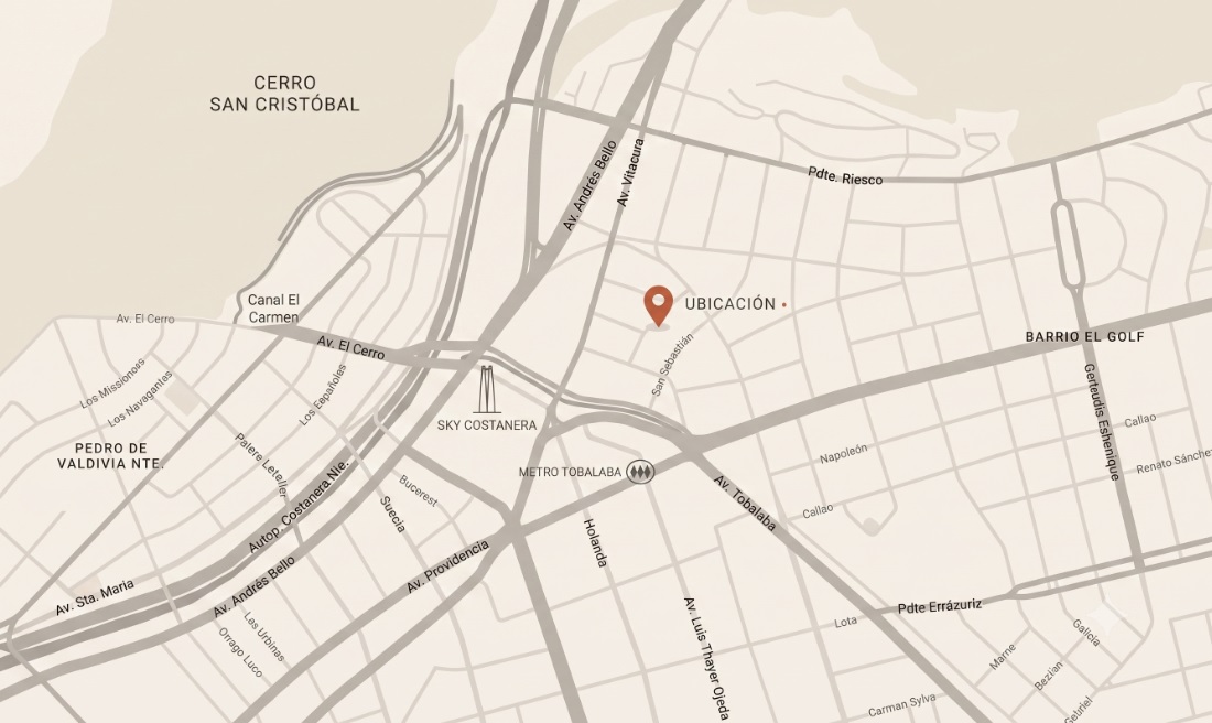 Ubicación de Arévalo & Paz Abogados en Ebro 2771, Las Condes, Santiago